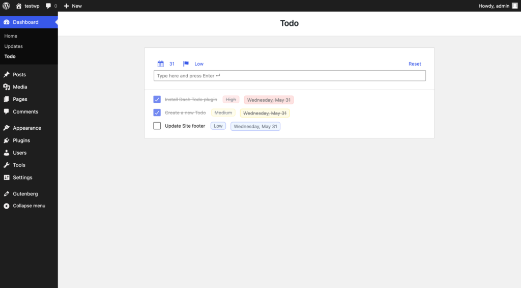 Simple Dashboard Todo – A Todo plugin to stay consistent